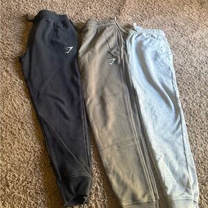 Gymshark men’s size xs Sweatpants lot of three Black, Tan, Light Gray